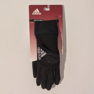 Adidas Running Gloves, Black, Size Large